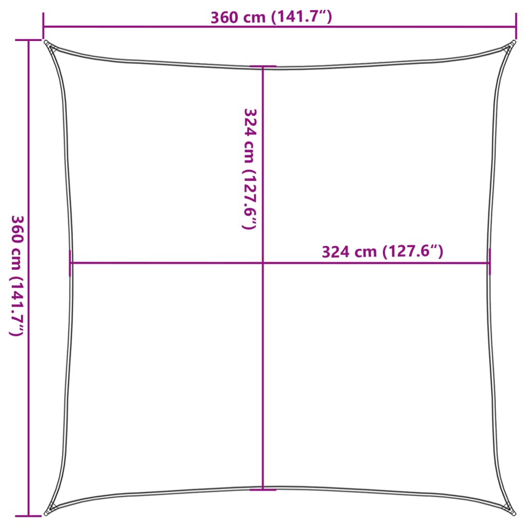 Sonnensegel 160 g/m² Rot 3,6x3,6 m HDPE