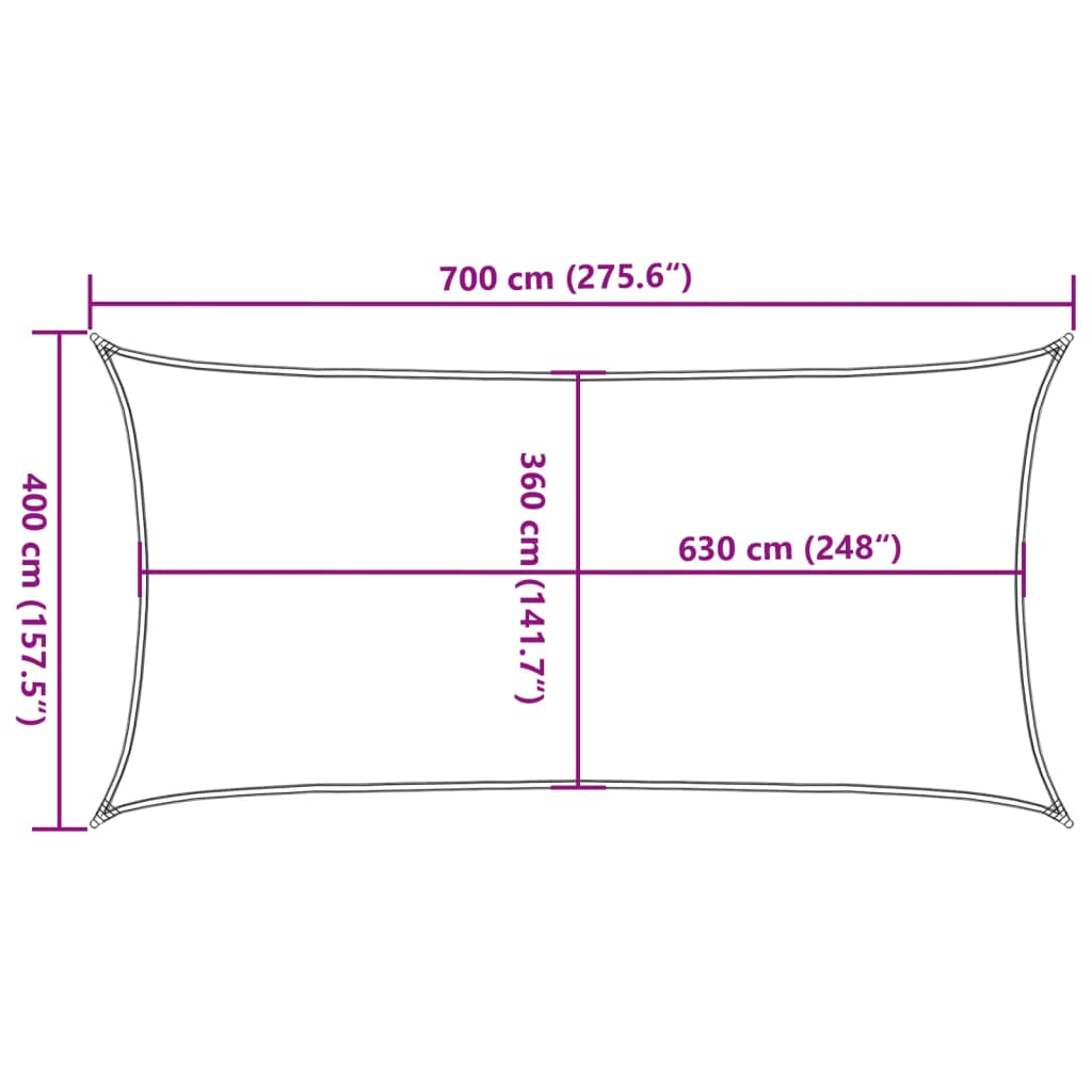 Sonnensegel 160 g/m² Rot 4x7 m HDPE