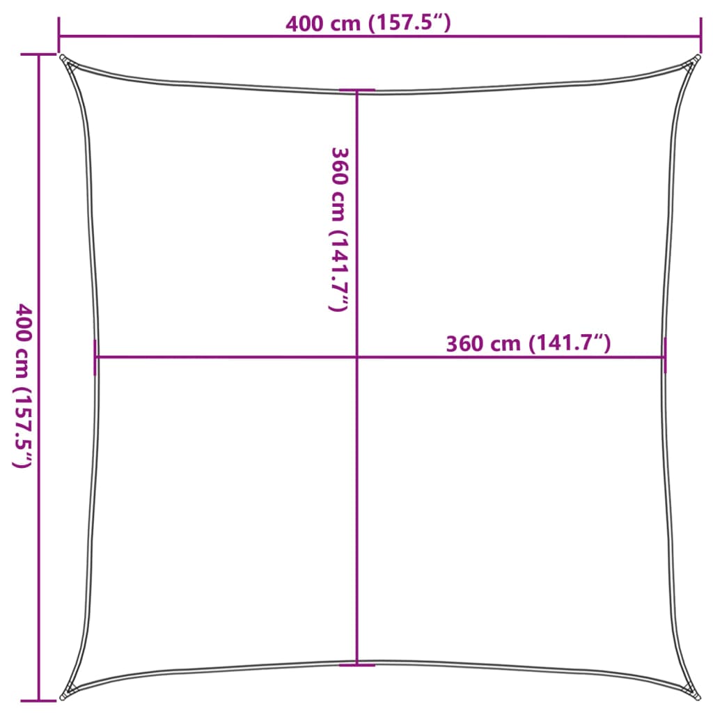Sonnensegel 160 g/m² Braun 4x4 m HDPE