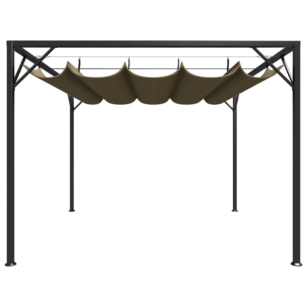 Gartenpavillon mit Ausziehbarem Dach 3x3 m Taupe 180 g/m²