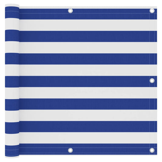 Balkon-Sichtschutz Weiß und Blau 90x500 cm Oxford-Gewebe