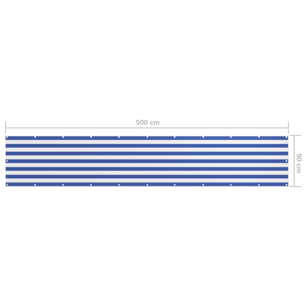 Balkon-Sichtschutz Weiß und Blau 90x500 cm Oxford-Gewebe