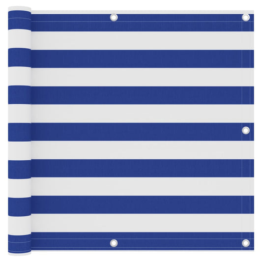 Balkon-Sichtschutz Weiß und Blau 90x600 cm Oxford-Gewebe