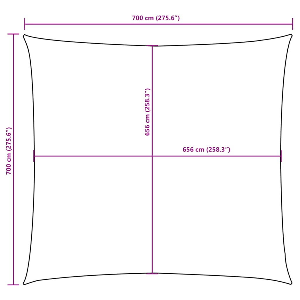 Sunshade Oxford fabric square 7x7 m taupe