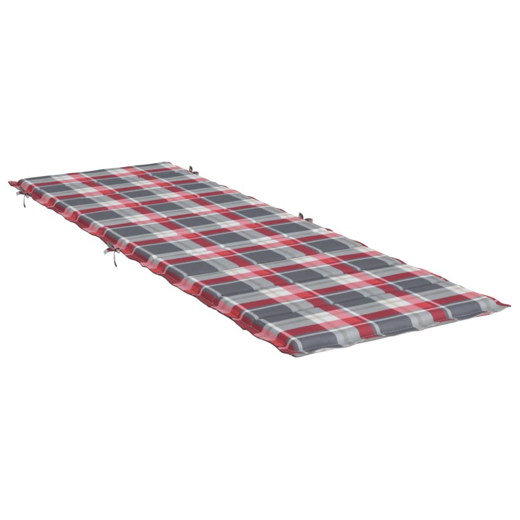 Sun lounger cushion red check pattern 186x58x3 cm Oxford fabric