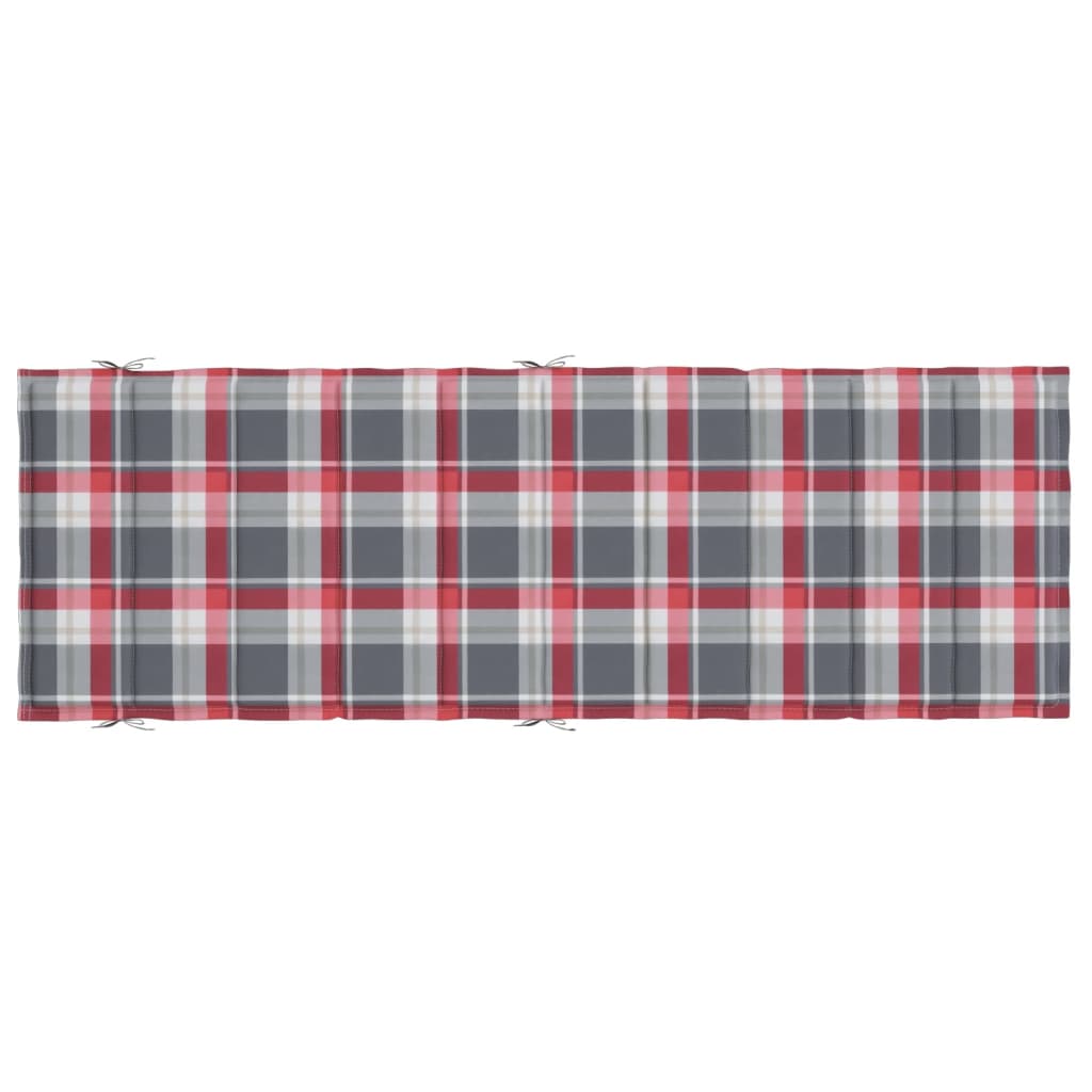 Sun lounger cushion red check pattern 186x58x3 cm Oxford fabric