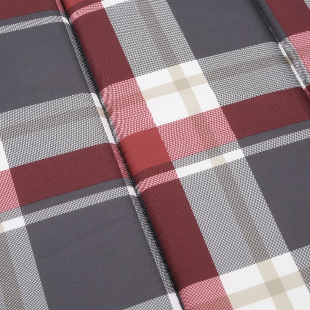 Sun lounger cushion red check pattern 186x58x3 cm Oxford fabric
