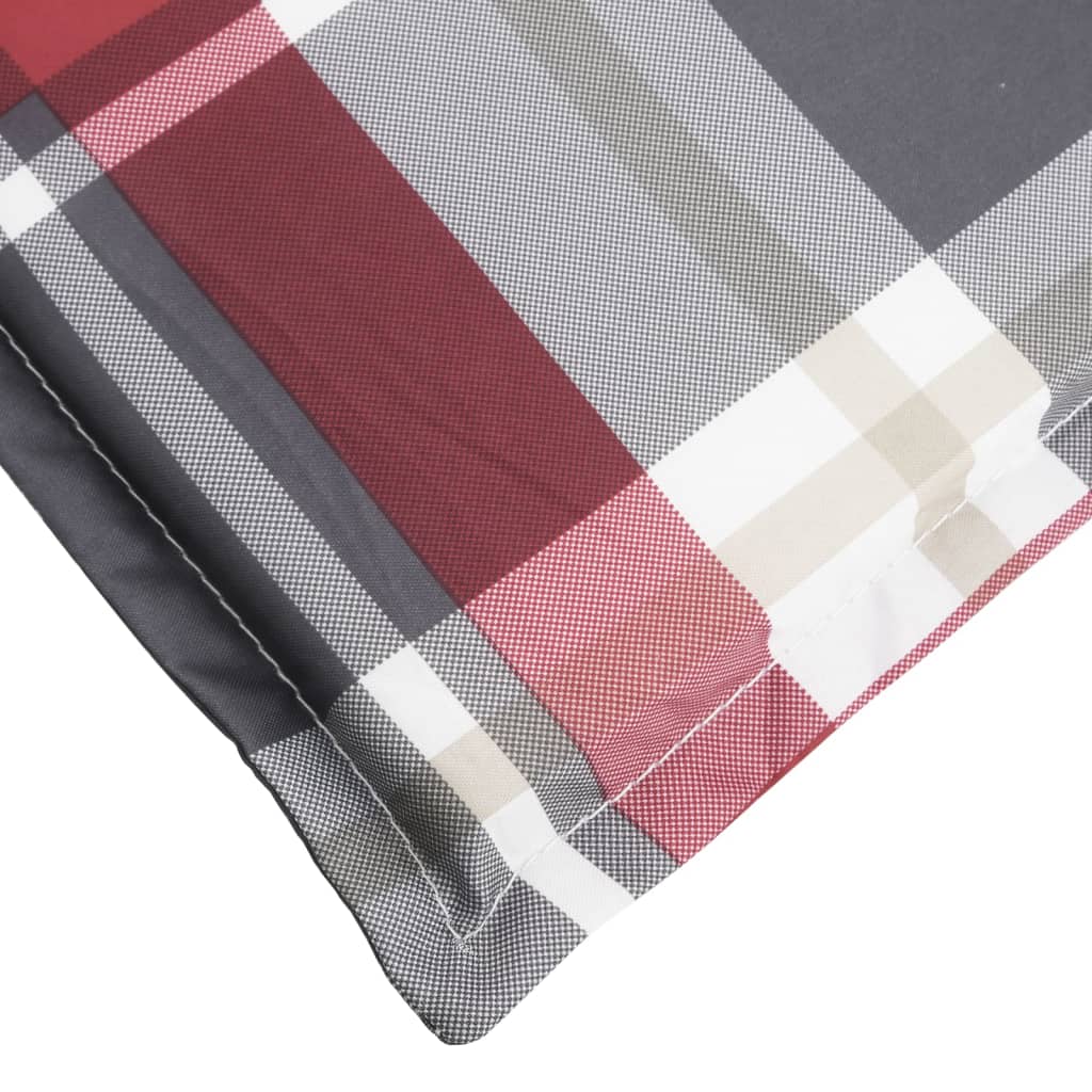 Sun lounger cushion red check pattern 186x58x3 cm Oxford fabric