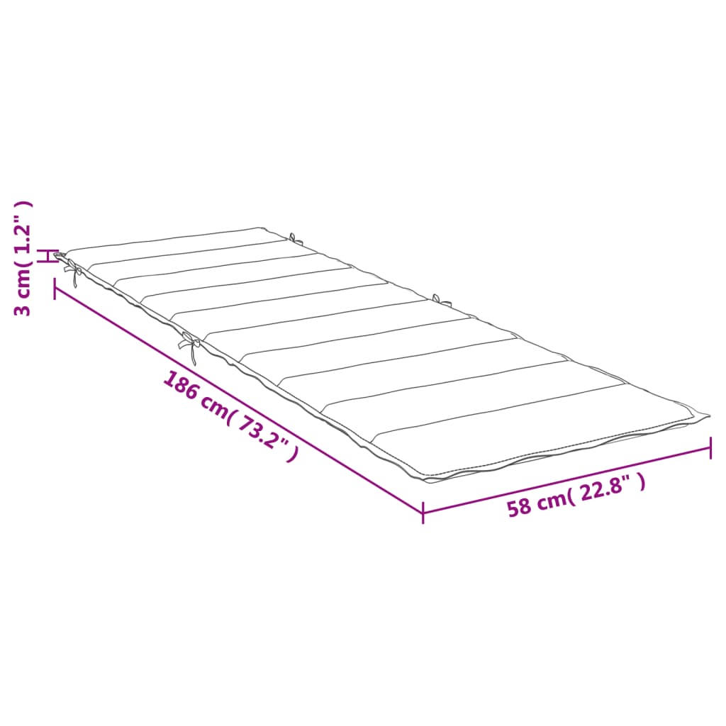 Sun lounger cushion red check pattern 186x58x3 cm Oxford fabric