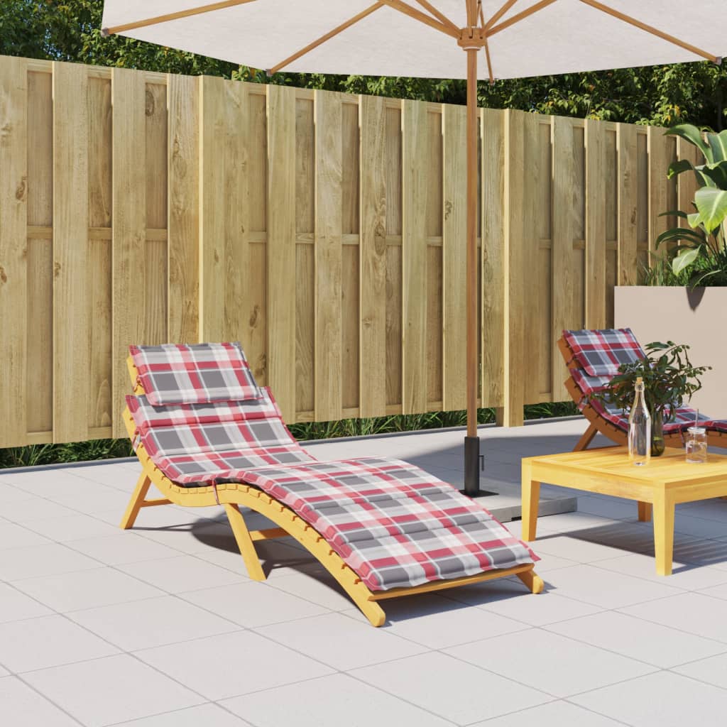 Sun lounger cushion red check pattern 186x58x3 cm Oxford fabric