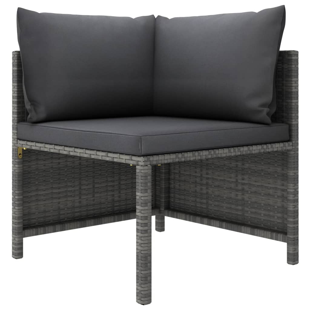 2-seater garden sofa with gray poly rattan cushions