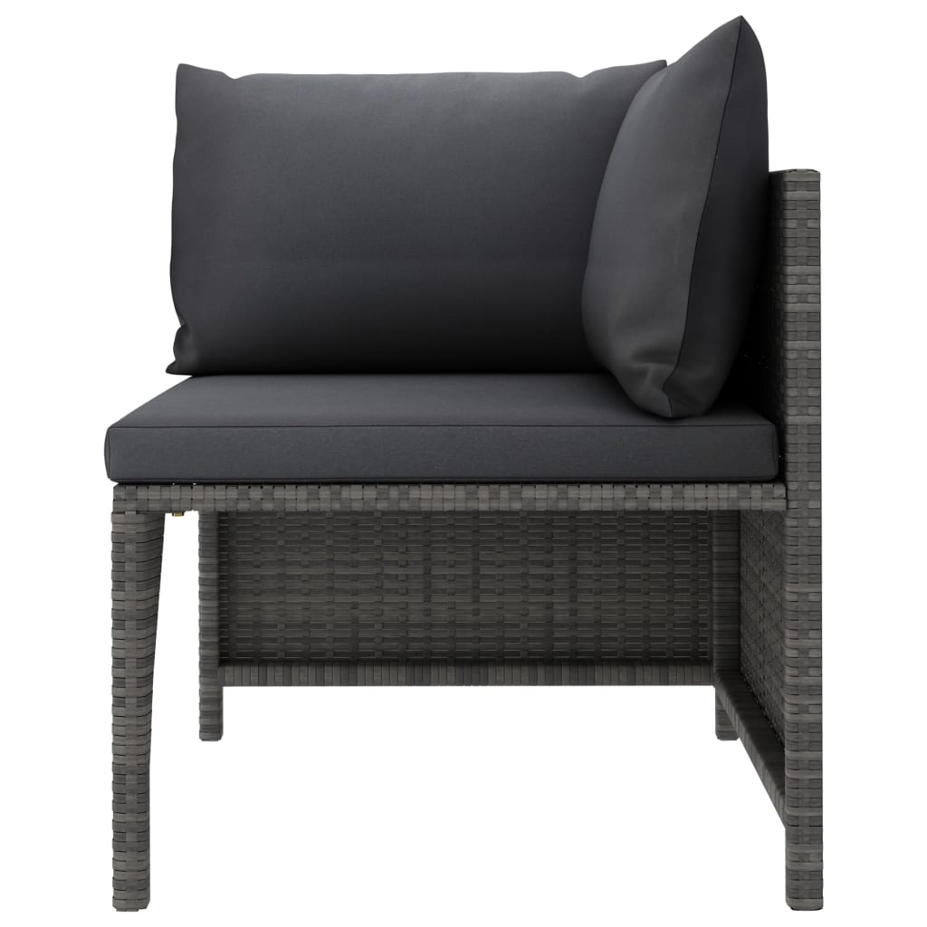 2-seater garden sofa with gray poly rattan cushions