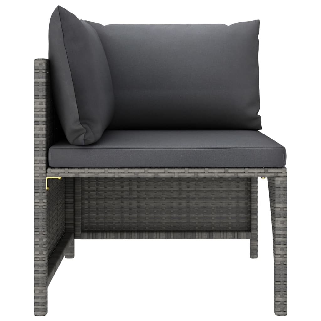 2-seater garden sofa with gray poly rattan cushions