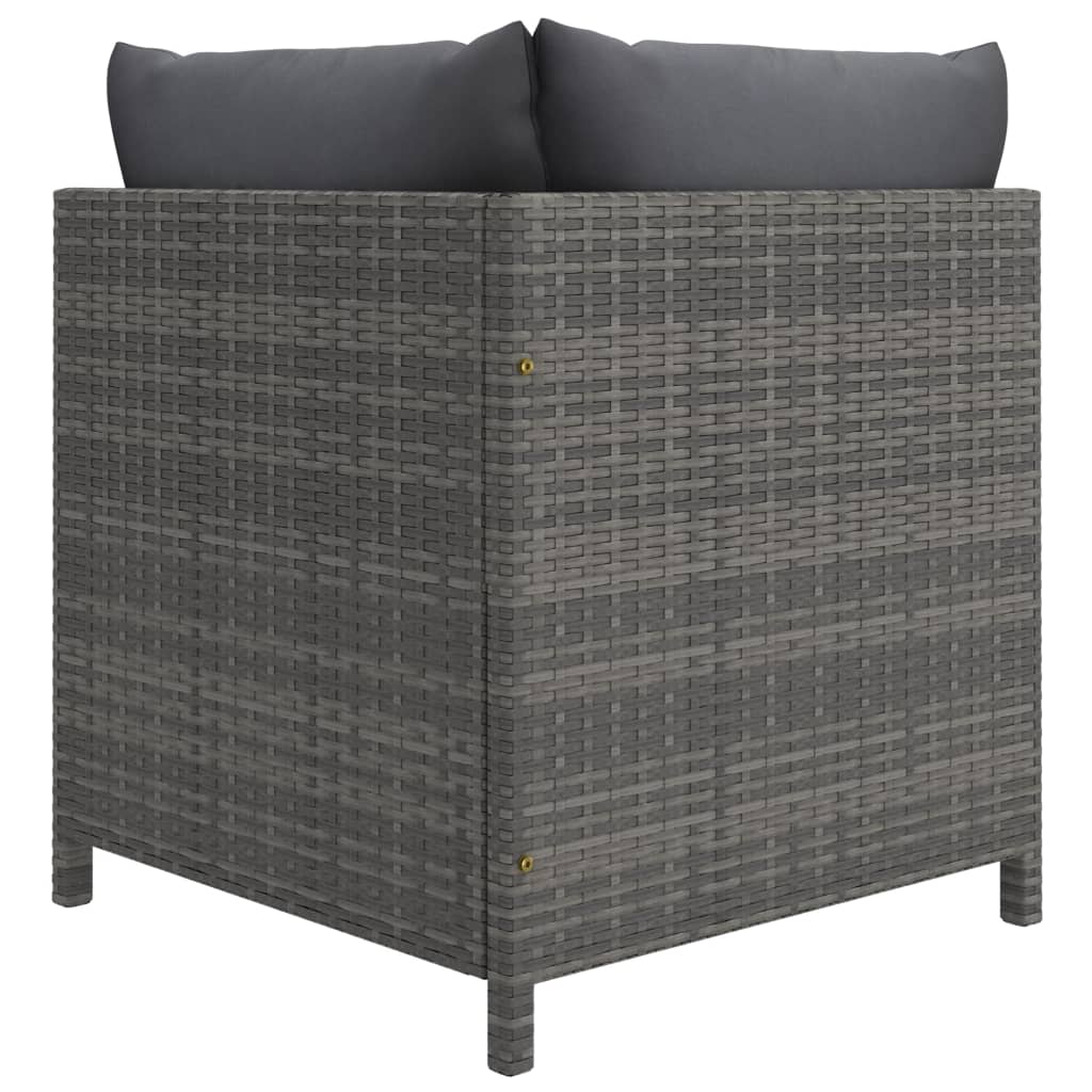 2-seater garden sofa with gray poly rattan cushions