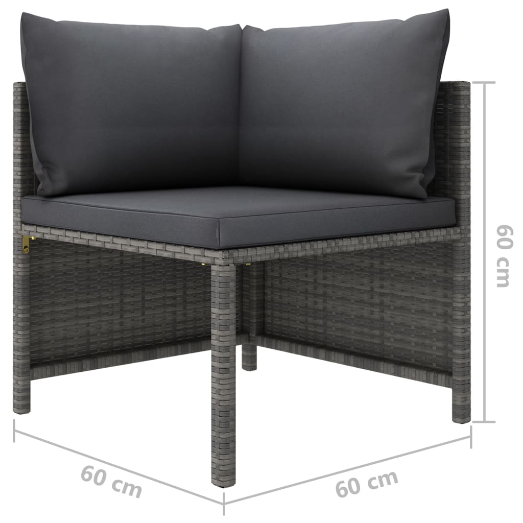 2-seater garden sofa with gray poly rattan cushions