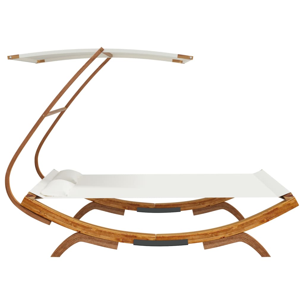 Sonnenliege mit Dach 165x203x138 cm Bugholz Massiv Creme