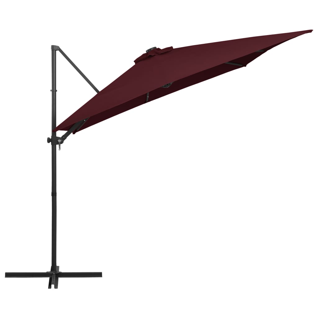 Ampelschirm mit LED-Beleuchtung 250x250 cm Bordeauxrot