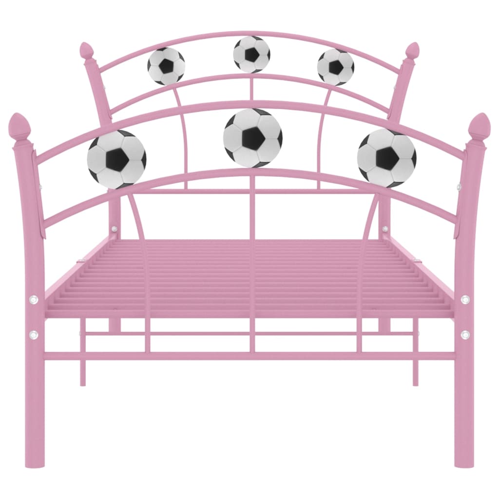 Einzelbett mit Fußball-Design Rosa Metall 90x200 cm
