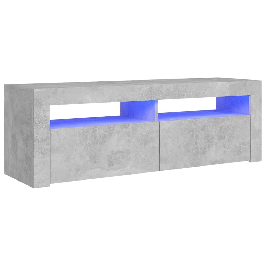 Meuble TV avec éclairage LED gris béton 120x35x40 cm