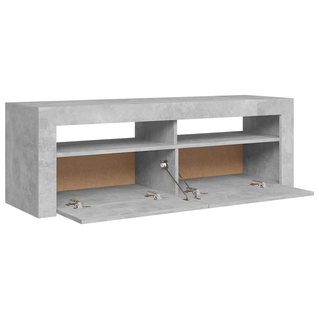 Meuble TV avec éclairage LED gris béton 120x35x40 cm
