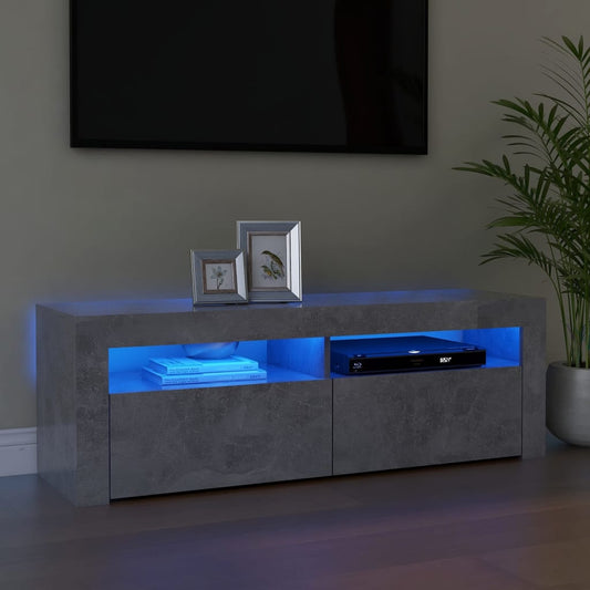 Meuble TV avec éclairage LED gris béton 120x35x40 cm