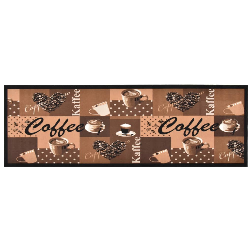 Kitchen rug washable coffee brown 60x300 cm