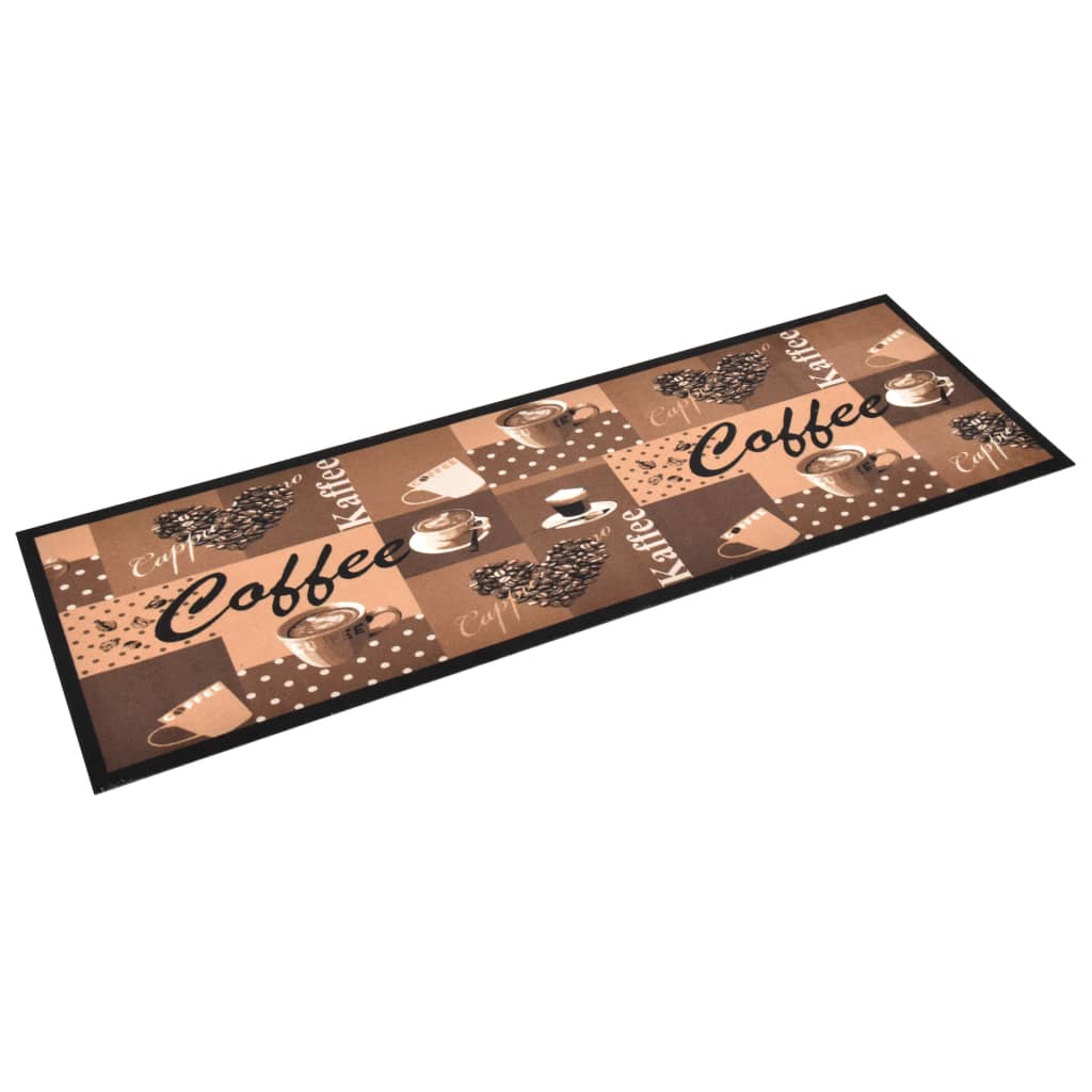 Kitchen rug washable coffee brown 60x300 cm