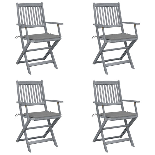 Klappbare Gartenstühle 4 Stk. mit Sitzkissen Massivholz Akazie