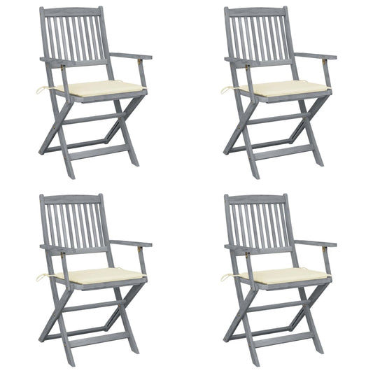 Klappbare Gartenstühle 4 Stk. mit Sitzkissen Massivholz Akazie