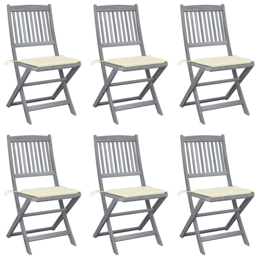 Klappbare Gartenstühle 6 Stk. mit Sitzkissen Massivholz Akazie
