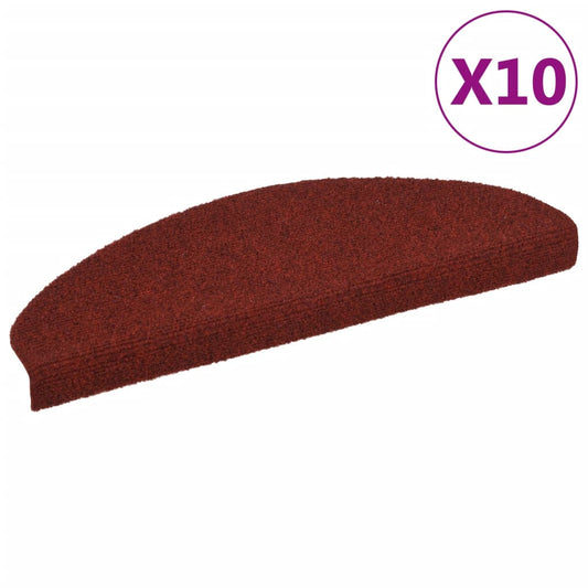 Selbstklebende Treppenmatten 10 Stk. Rot 65x21x4 cm Nadelvlies