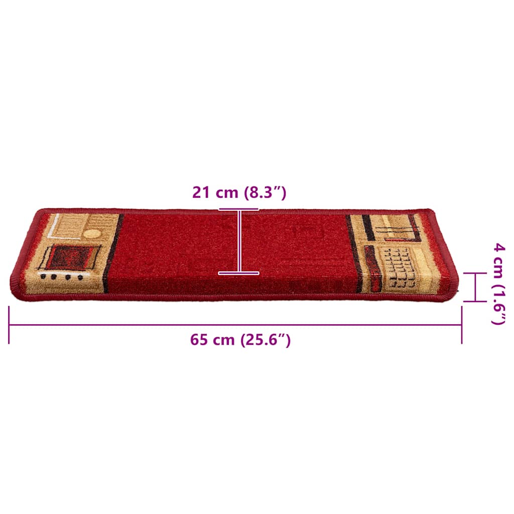 Stufenmatten Selbstklebend 5 Stk. 65x21x4 cm Rot