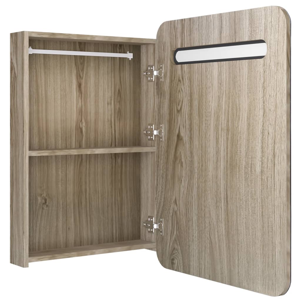 LED-Bad-Spiegelschrank Eichen-Optik 60x11x80 cm