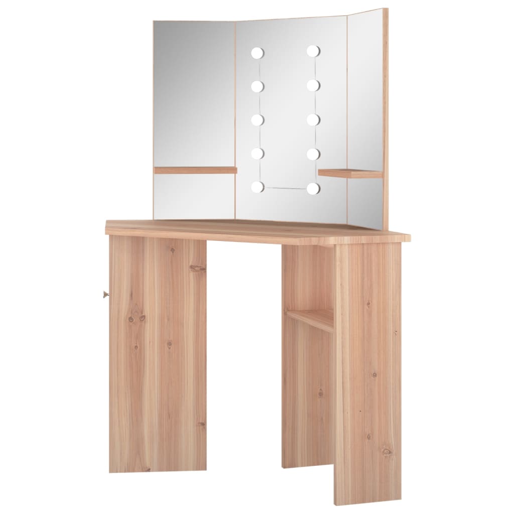 Corner dressing table with LED oak look 111x54x141.5 cm