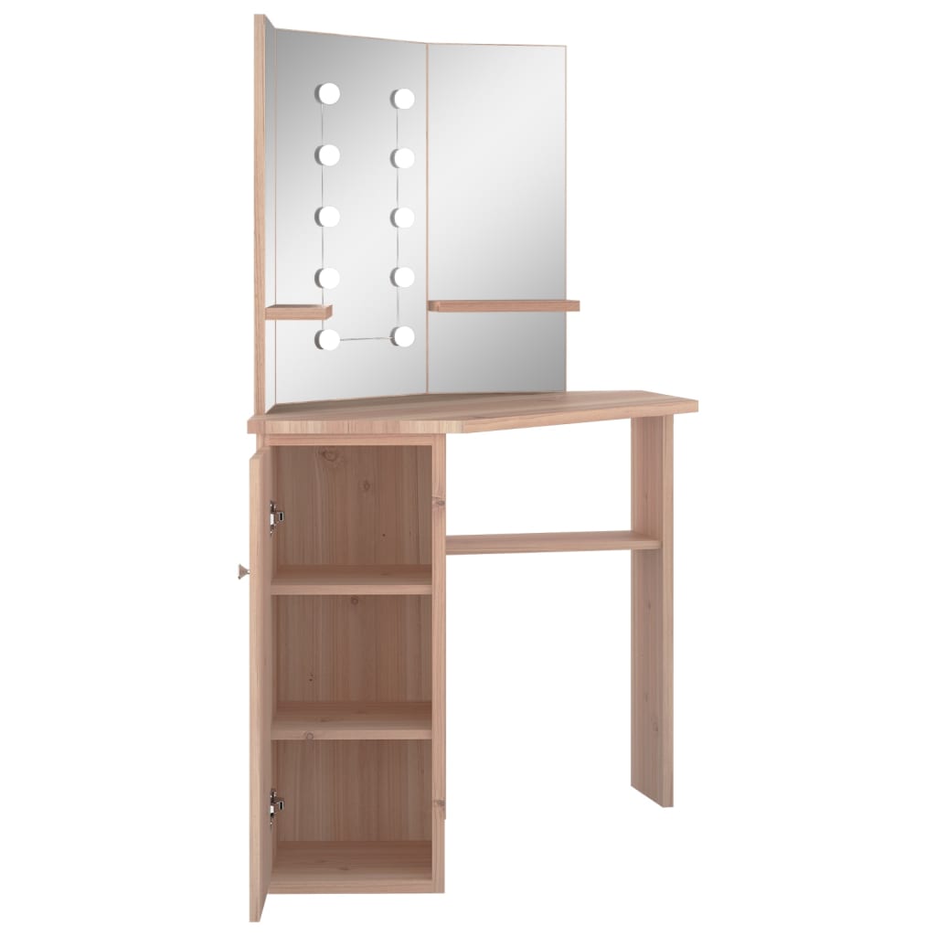 Corner dressing table with LED oak look 111x54x141.5 cm