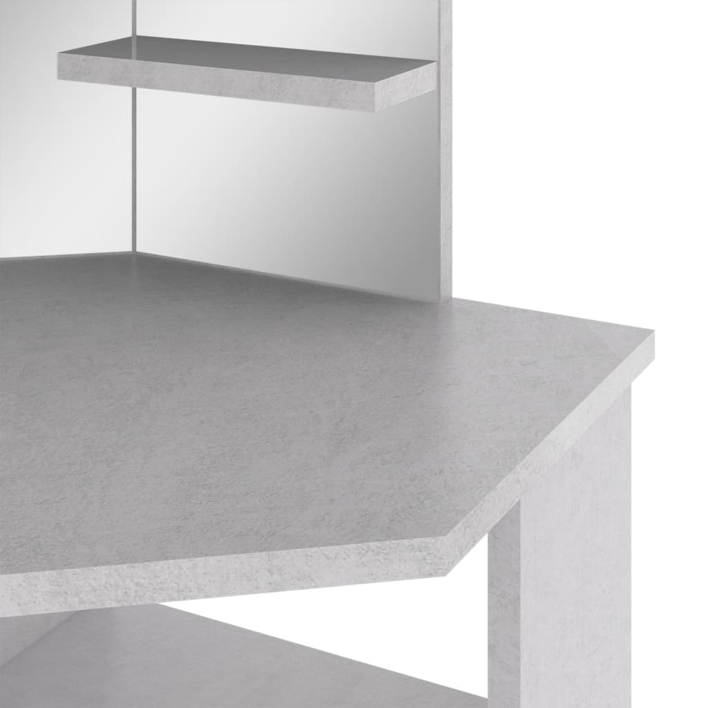 Coiffeuse d'angle avec LED gris béton 111x54x141,5 cm