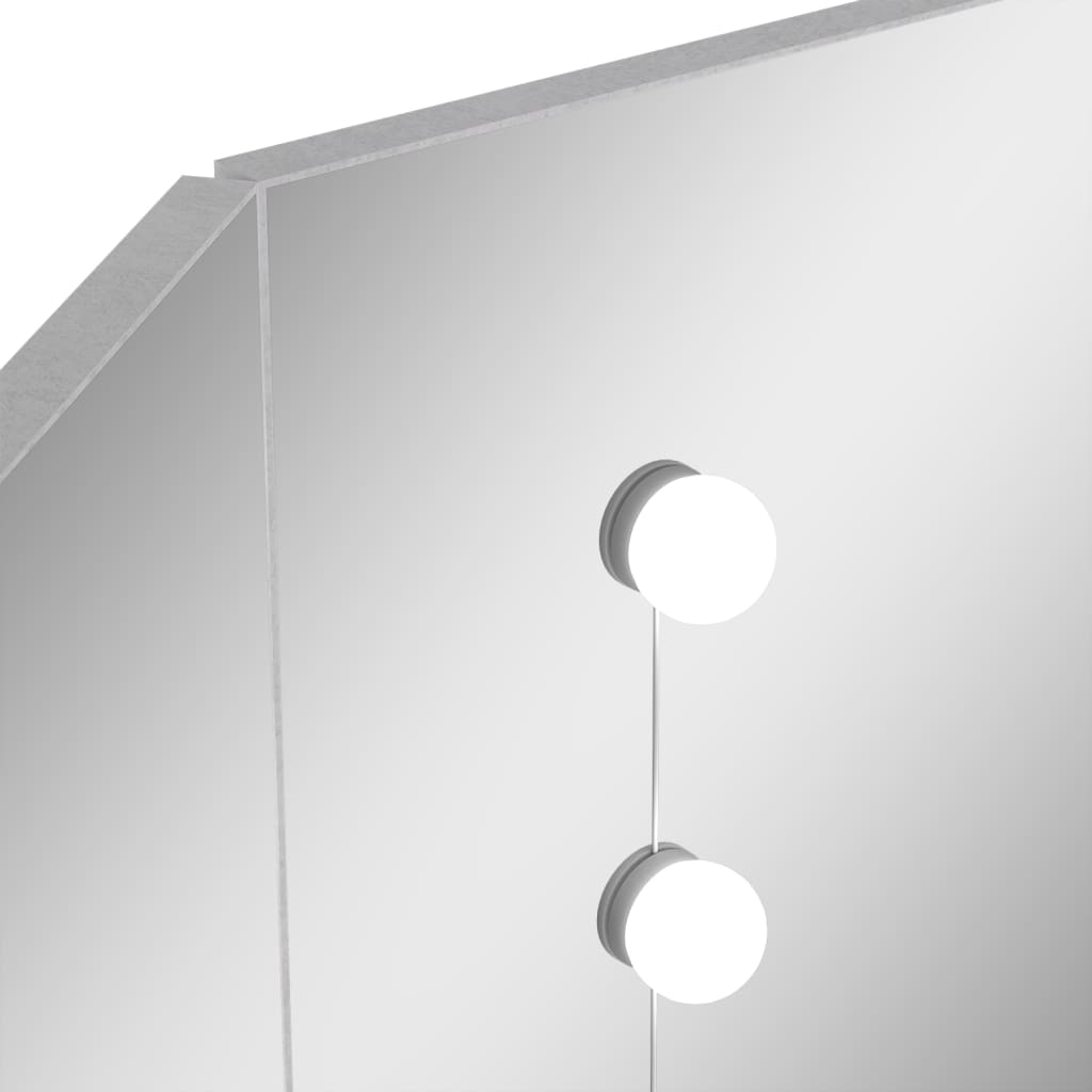 Coiffeuse d'angle avec LED gris béton 111x54x141,5 cm
