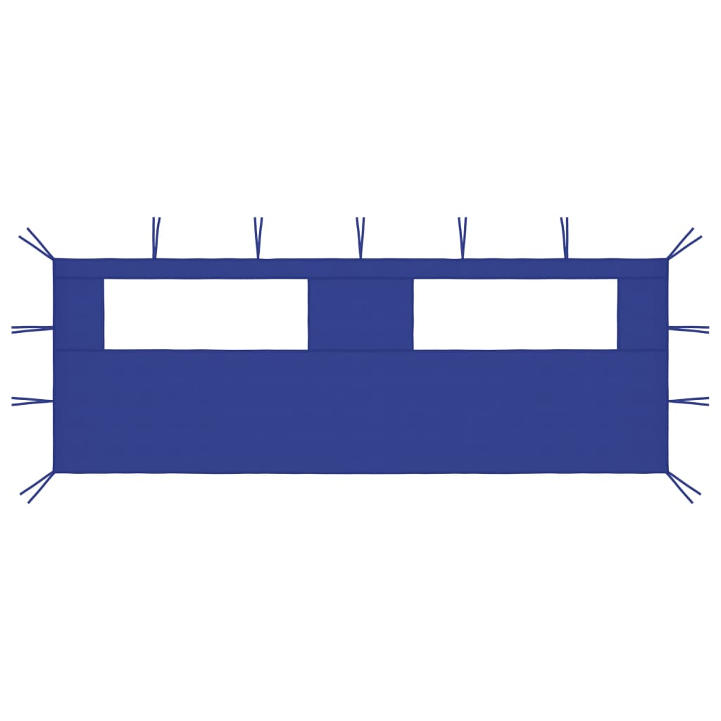 Pavillon-Seitenwand mit Fenstern 6x2 m Blau