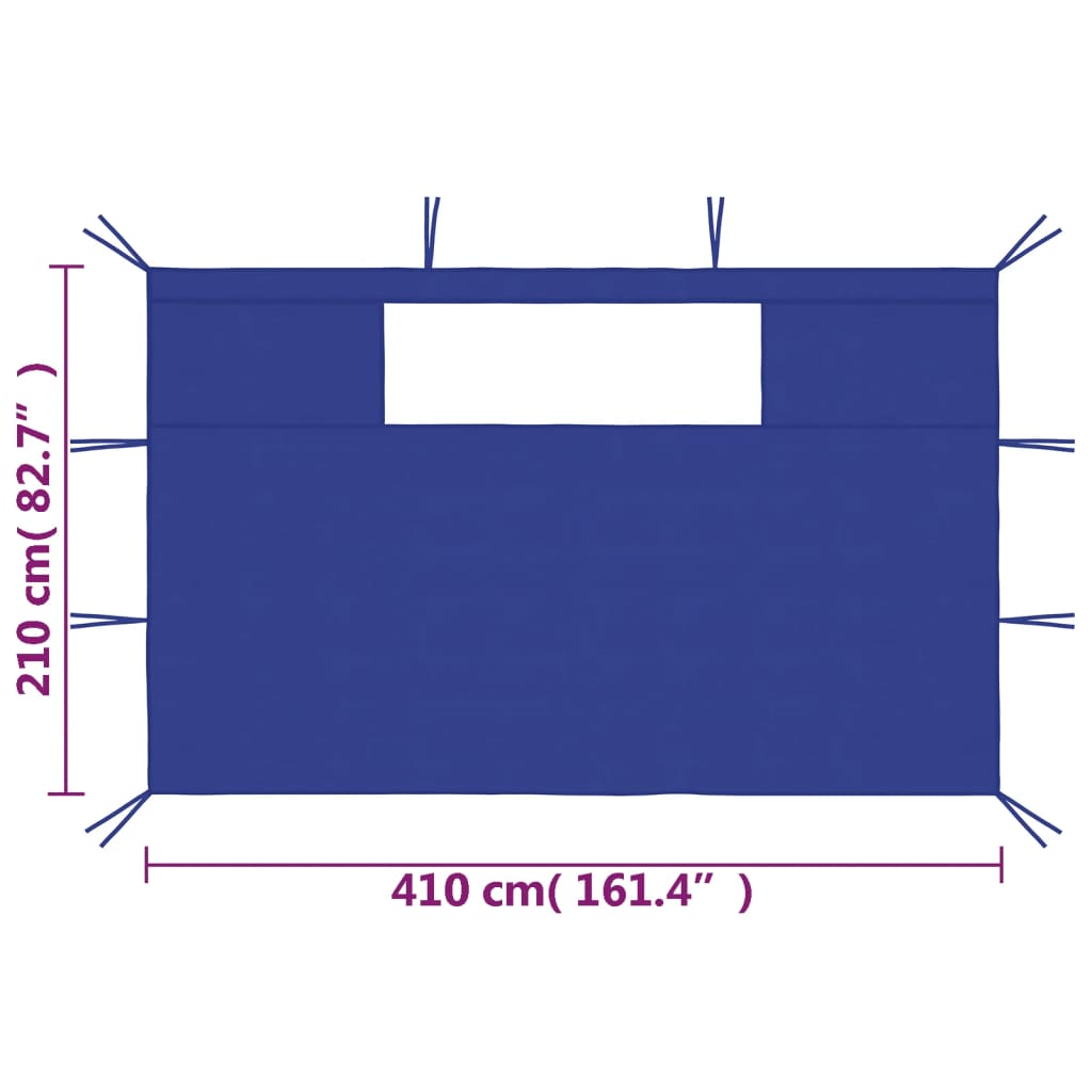 Pavillon-Seitenwände mit Fenstern 2 Stk. Blau