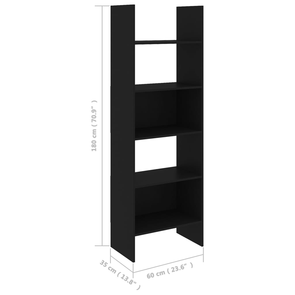 Bookcase black 60x35x180 cm made of wood
