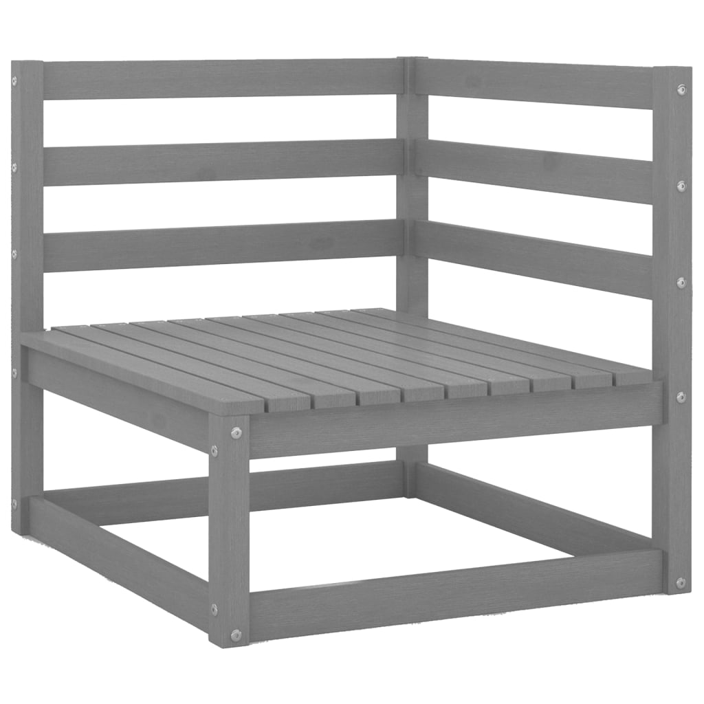 Garden sofa 2-seater with cushions gray solid pine wood
