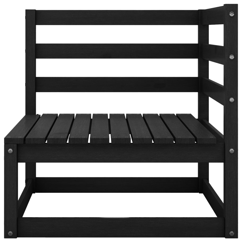 Garden sofa 2-seater with cushions black solid pine wood