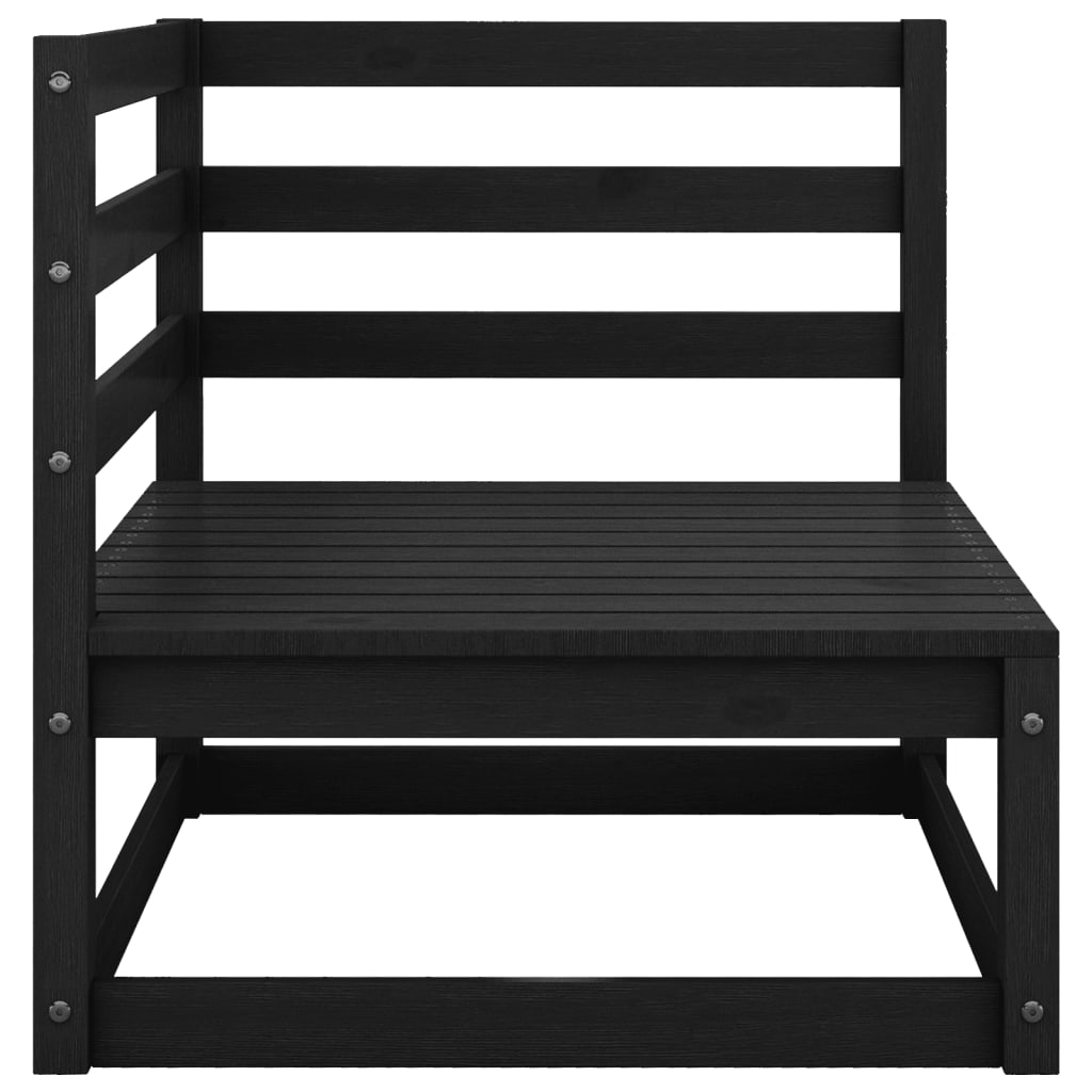Garden sofa 2-seater with cushions black solid pine wood