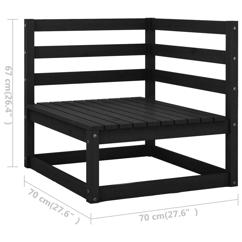 Garden sofa 2-seater with cushions black solid pine wood