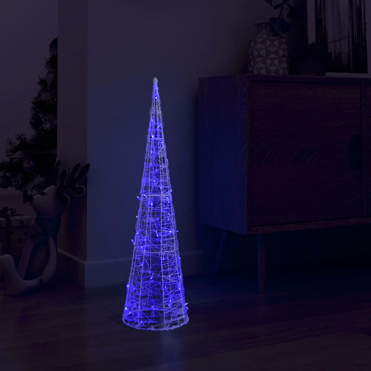 LED cone acrylic Christmas decoration pyramid blue 90 cm