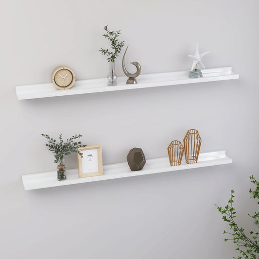 Etagères murales 2 pcs blanc brillant 100x9x3 cm