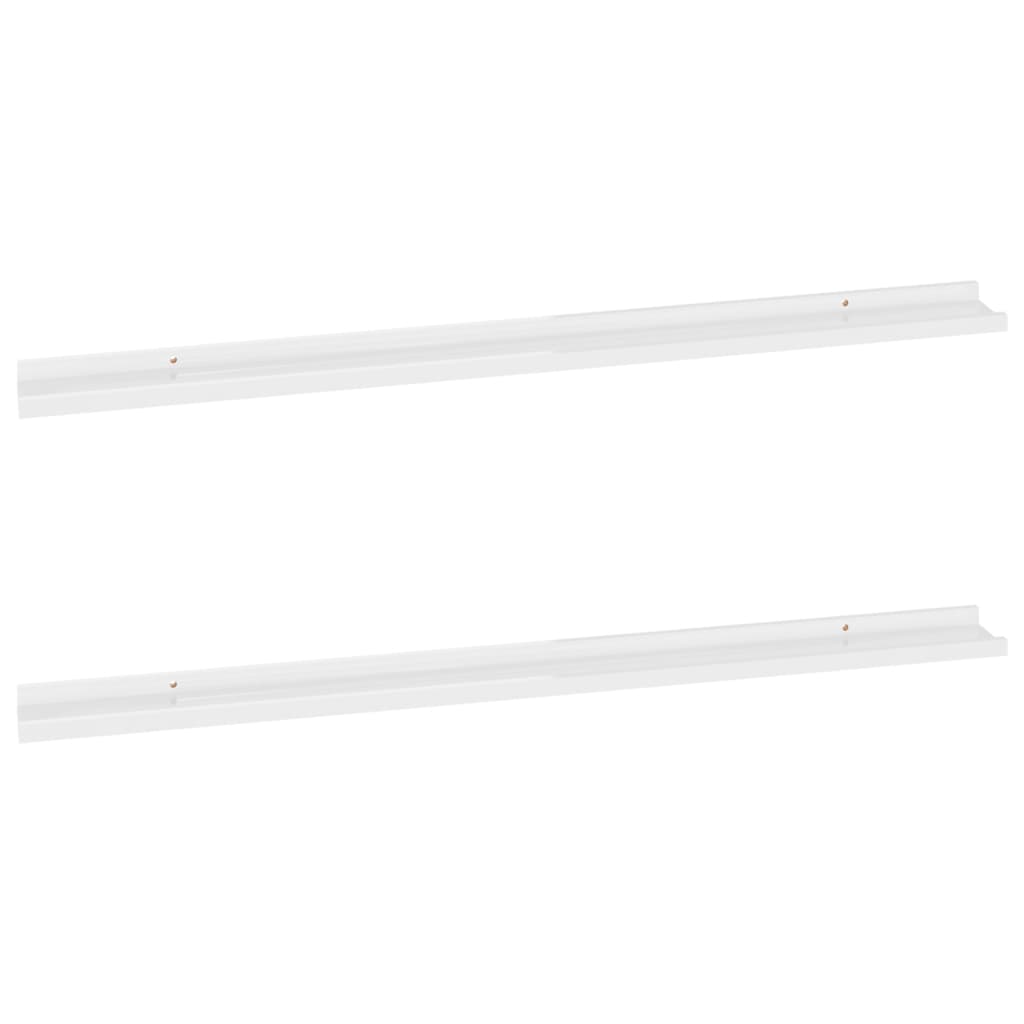 Etagères murales 2 pcs blanc brillant 115x9x3 cm