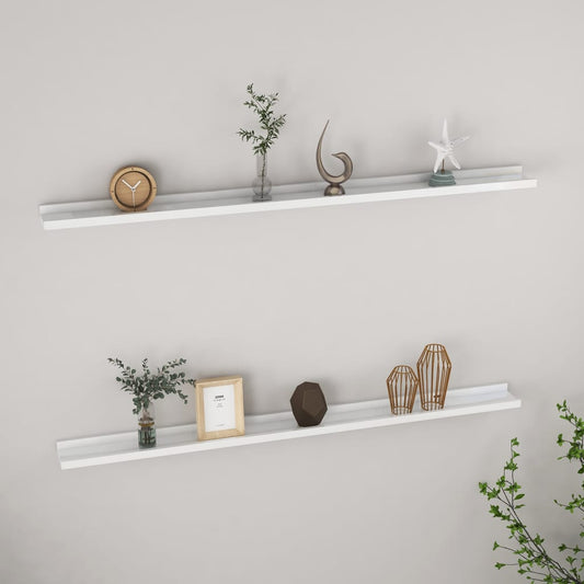 Etagères murales 2 pcs blanc brillant 115x9x3 cm