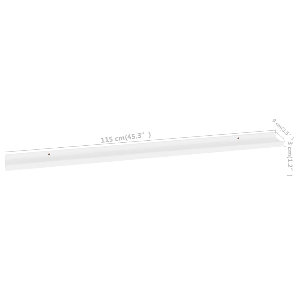 Etagères murales 2 pcs Blanc 115x9x3 cm