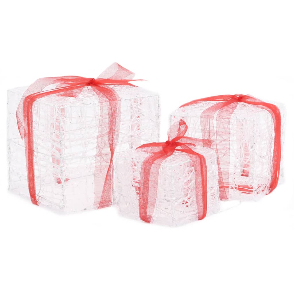LED Gift Boxes 3 pcs Christmas Decoration Multicolor